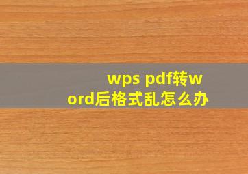 wps pdf转word后格式乱怎么办